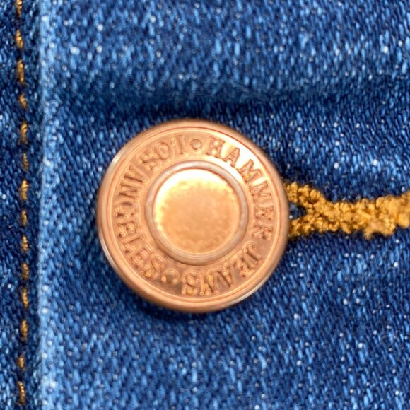 Hammer Jeans A-Line Denim Jean Mini Skirt Women's Large Blue Distressed Raw Hem - Picture 5 of 11